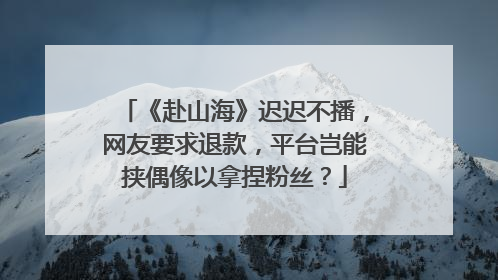《赴山海》迟迟不播，网友要求退款，平台岂能挟偶像以拿捏粉丝？