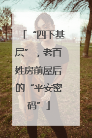 “四下基层”，老百姓房前屋后的“平安密码”