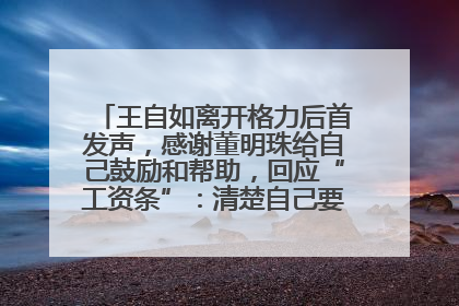 王自如离开格力后首发声，感谢董明珠给自己鼓励和帮助，回应“工资条”：清楚自己要什么，工资条不重要
