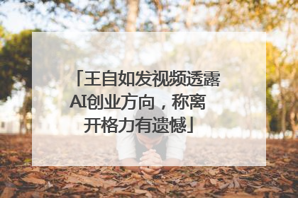 王自如发视频透露AI创业方向，称离开格力有遗憾