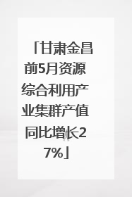 甘肃金昌前5月资源综合利用产业集群产值同比增长27%