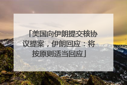 美国向伊朗提交核协议提案，伊朗回应：将按原则适当回应