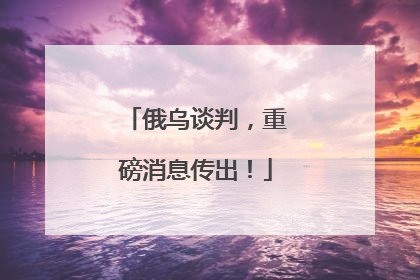 俄乌谈判，重磅消息传出！