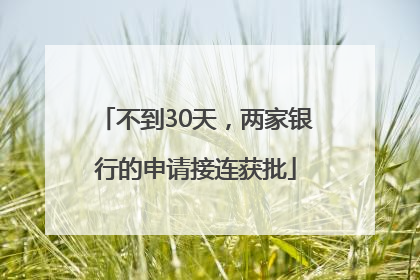 不到30天，两家银行的申请接连获批