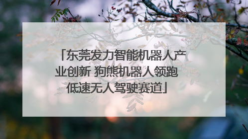 东莞发力智能机器人产业创新 狗熊机器人领跑低速无人驾驶赛道