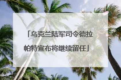 乌克兰陆军司令德拉帕特宣布将继续留任