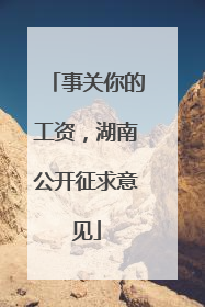 事关你的工资，湖南公开征求意见