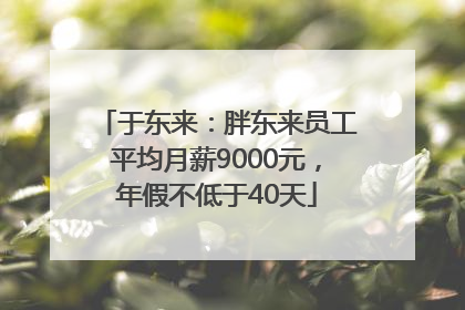 于东来：胖东来员工平均月薪9000元，年假不低于40天