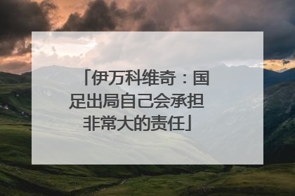 伊万科维奇：国足出局自己会承担非常大的责任