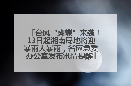 台风“蝴蝶”来袭！13日起湘南局地将迎暴雨大暴雨，省应急委办公室发布汛情提醒