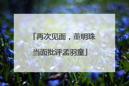 再次见面，董明珠当面批评孟羽童