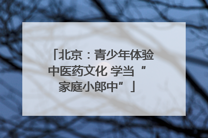 北京：青少年体验中医药文化 学当“家庭小郎中”