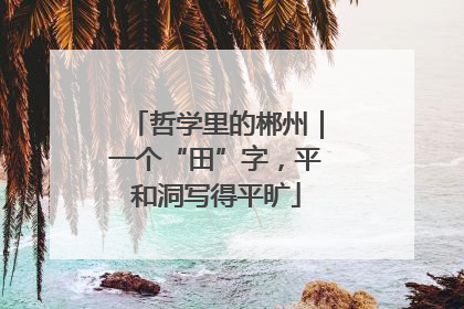 哲学里的郴州｜一个“田”字，平和洞写得平旷