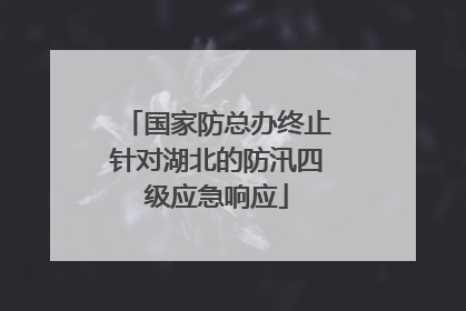 国家防总办终止针对湖北的防汛四级应急响应