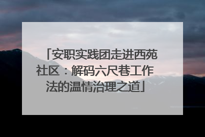 安职实践团走进西苑社区：解码六尺巷工作法的温情治理之道