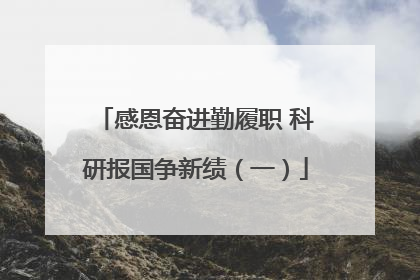 感恩奋进勤履职 科研报国争新绩（一）