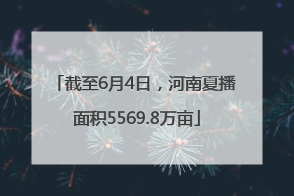 截至6月4日，河南夏播面积5569.8万亩