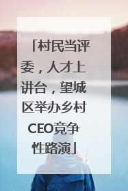 村民当评委，人才上讲台，望城区举办乡村CEO竞争性路演