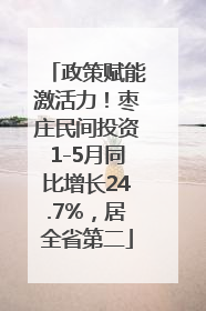 政策赋能激活力！枣庄民间投资1-5月同比增长24.7%，居全省第二