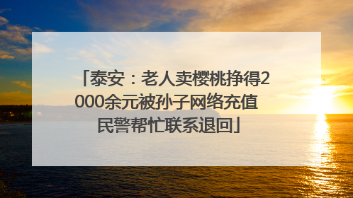 泰安：老人卖樱桃挣得2000余元被孙子网络充值 民警帮忙联系退回