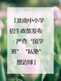 淮南中小学招生政策发布：严查“国学班”“私塾”擦边球