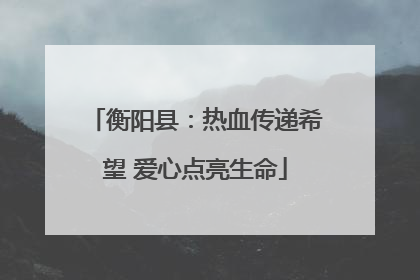 衡阳县：热血传递希望 爱心点亮生命