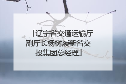 辽宁省交通运输厅副厅长杨树履新省交投集团总经理