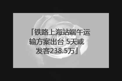 铁路上海站端午运输方案出台 5天或发客238.5万