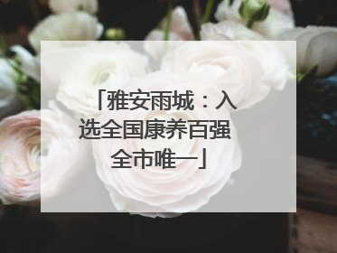 雅安雨城：入选全国康养百强 全市唯一
