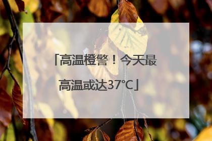 高温橙警！今天最高温或达37℃