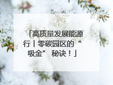 高质量发展能源行丨零碳园区的“吸金” 秘诀！