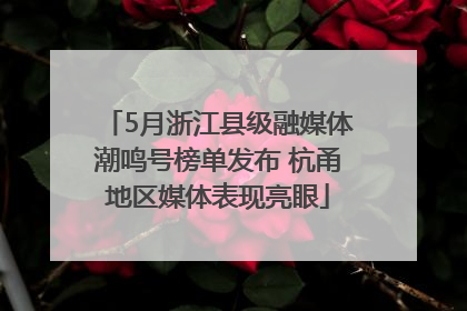 5月浙江县级融媒体潮鸣号榜单发布 杭甬地区媒体表现亮眼