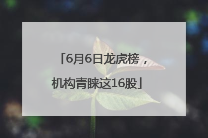 6月6日龙虎榜，机构青睐这16股