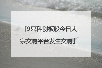 9只科创板股今日大宗交易平台发生交易