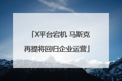 X平台宕机 马斯克再提将回归企业运营